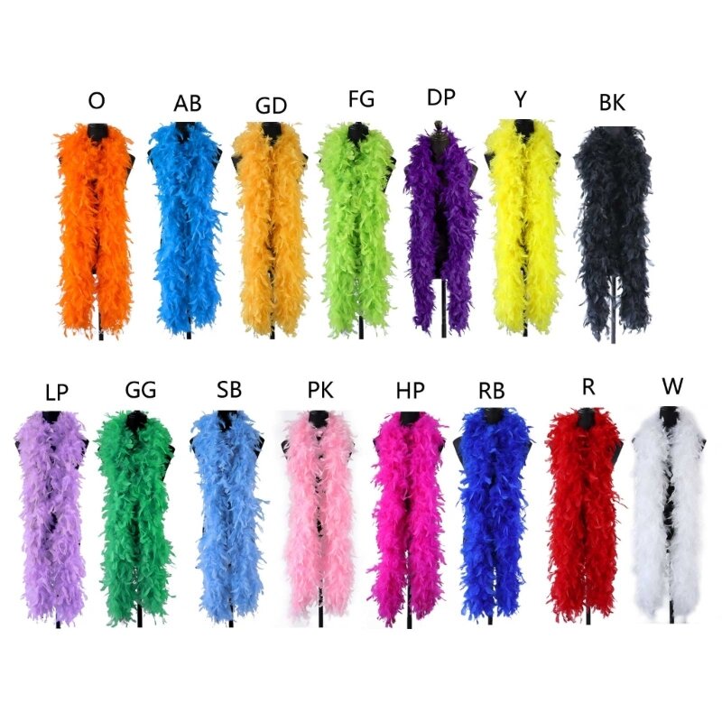 Colorful Plush Feather Boa for Crafts Soft Feather Stripe Wedding Party Costume Nightclub Stage Dancing Diy Decorations 200cm