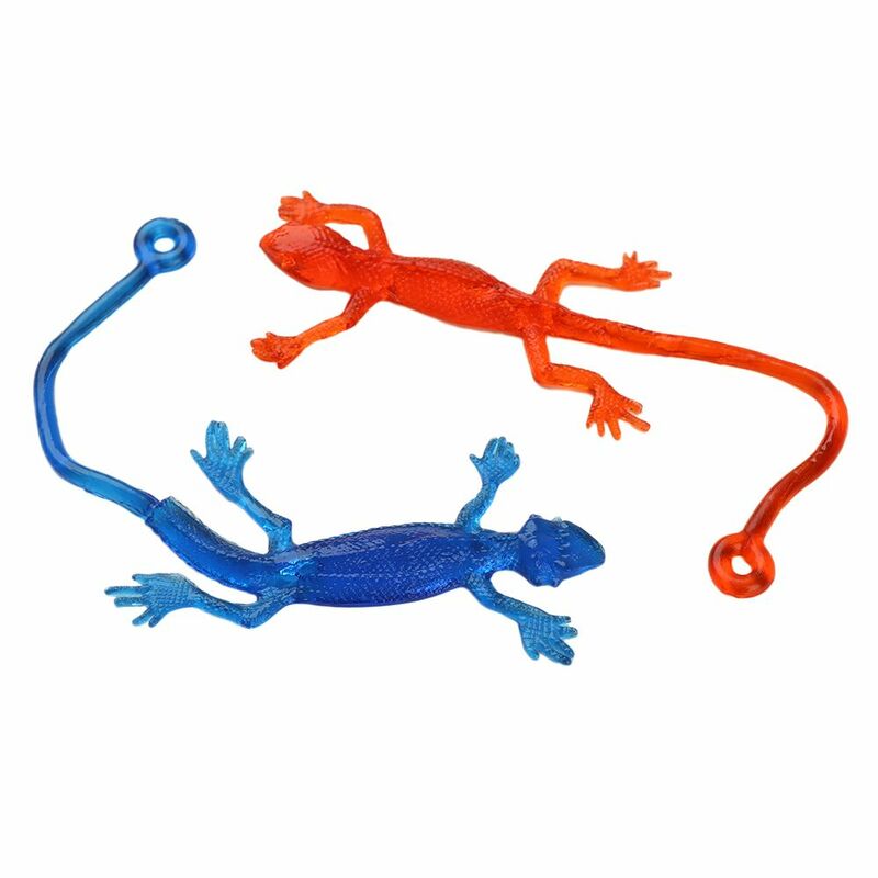 5 buah kreatif Novelty kadal lengket hewan ditarik kental karet elastis tinggi Rebound anak-anak lucu stres mainan bantuan