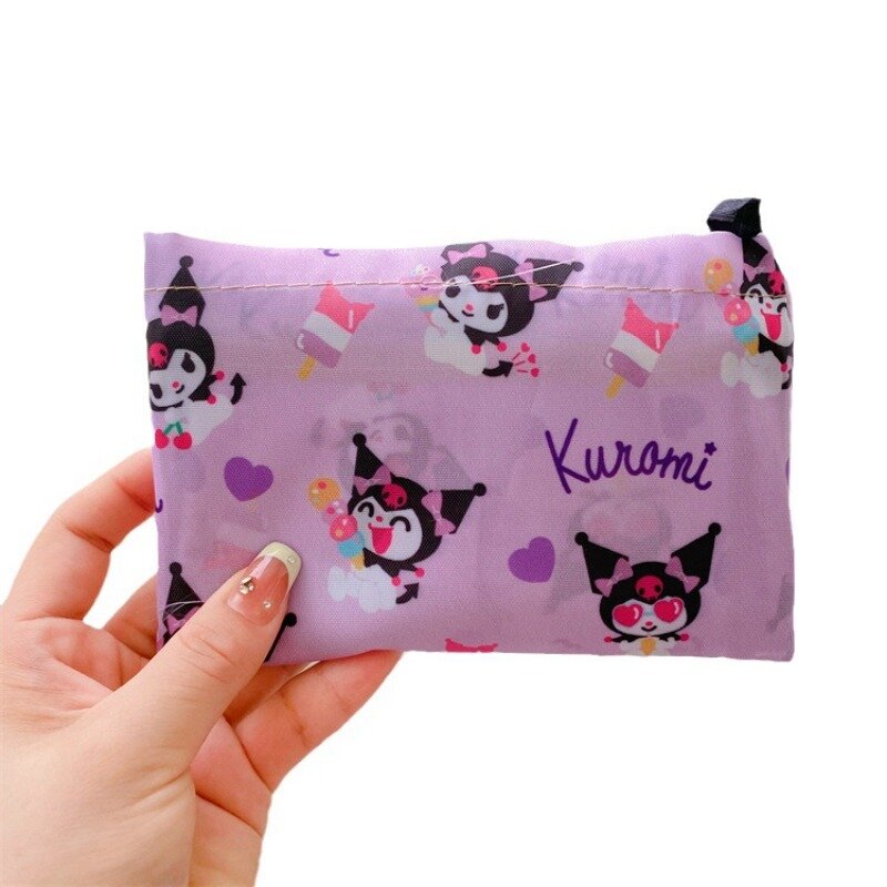 Tas belanja Sanrio Hello Kitty My Melody Kuromi Cinnamoroll dapat dilipat tas belanja portabel ramah lingkungan Supermarket penyimpanan Besar
