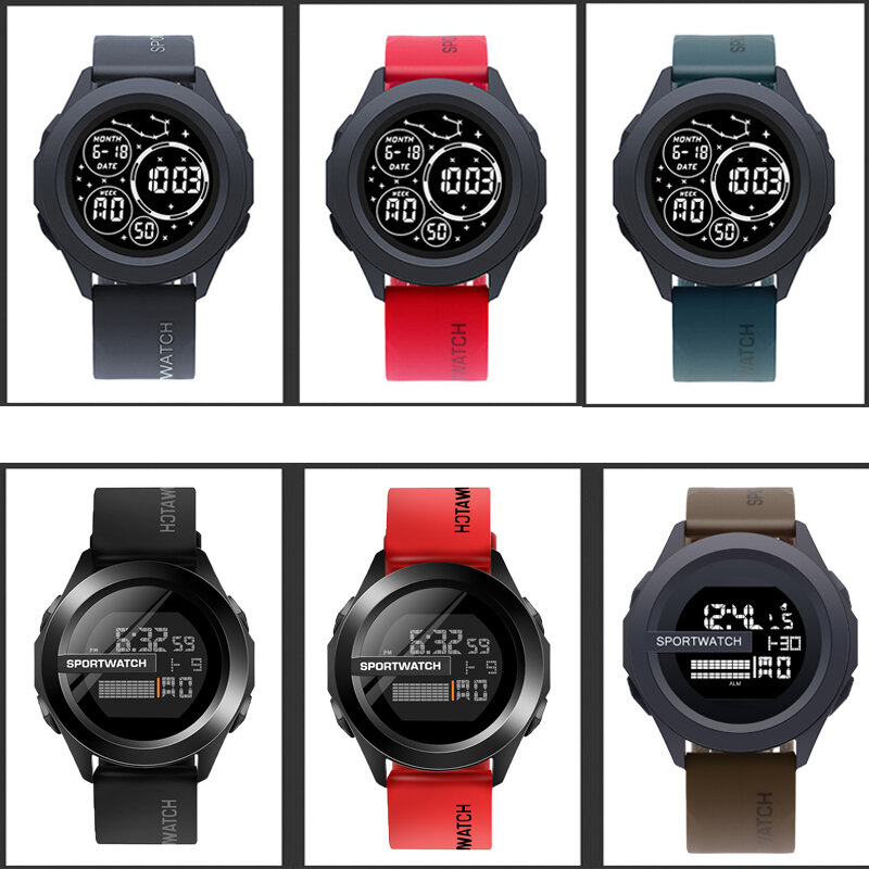 YIKAZE Men Sport LED Watches Top Brand Men Digital Clock Multi-Functional Rubber Man Fitnes Athlete Timekeeping Electronic Watch