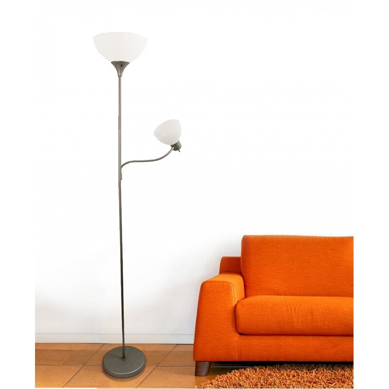 Lámpara de pie de diseño Simple con luz de lectura, plateada