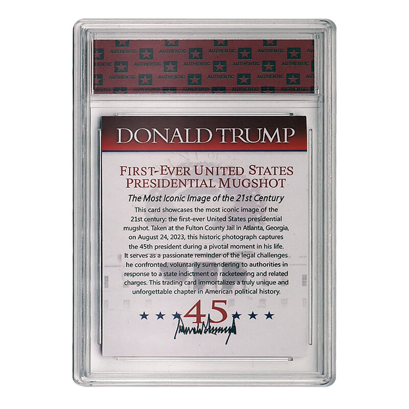 Дональд Трамп, президент США, тюремное лицо, коллекционная карточка никогда не сдается, поклонники, коллекционный подарок