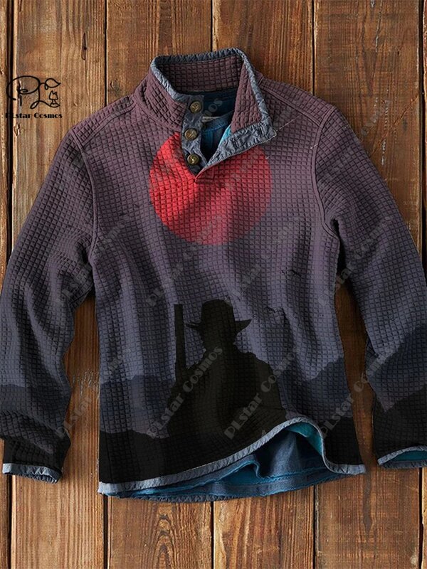 Новинка, свитер-поло PLstar Cosmos в стиле ретро с 3D принтом, теплый свитер с воротником-стойкой, повседневное зимнее поло унисекс