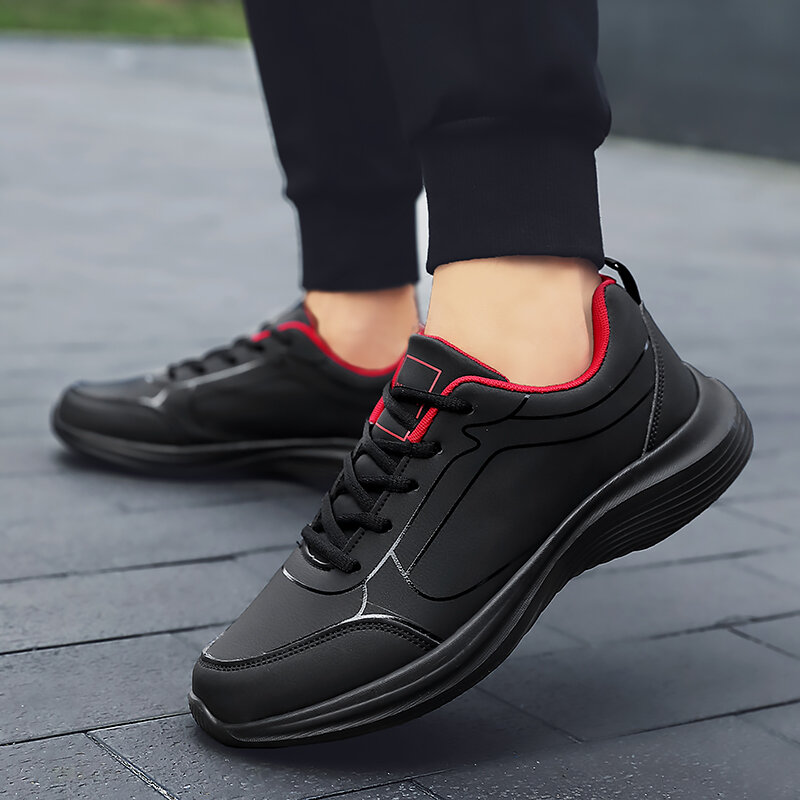 Sapatos casuais masculinos, tênis de caminhada ao ar livre, leve, confortável, sapato de sapatilha com renda, calçado atlético impermeável, alta qualidade