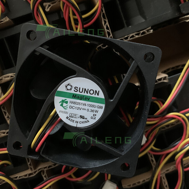 Sunon HA60251V4-1000U-G99 자기 부상 저전력 음소거 저소음 저소음 냉각 선풍기, 60mm 6025, 60x60x25mm, 12V, 0.36W, 2 개