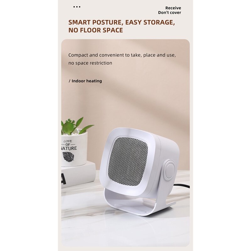 가정용 휴대용 데스크탑 히터, 따뜻한 공기 송풍기, 전기 히터 AC100-240V, EU 플러그, 1 개