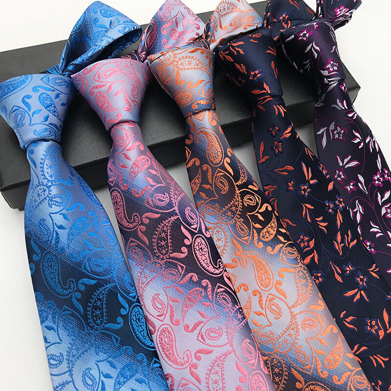 Cravate à motif Paisley pour homme, 8cm, motif Floral à rayures subtiles, cadeaux pour fête de mariage
