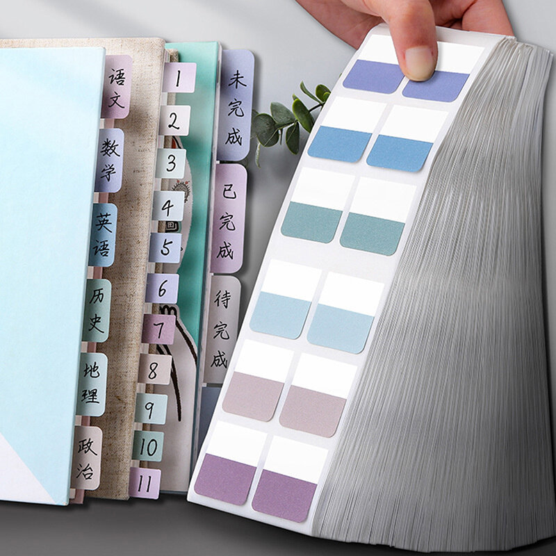 2 stili Multicolor Sticky scrivibile schede indice riposizionabili bandiere per pagine pennarelli per libri note di lettura note adesive trasparenti