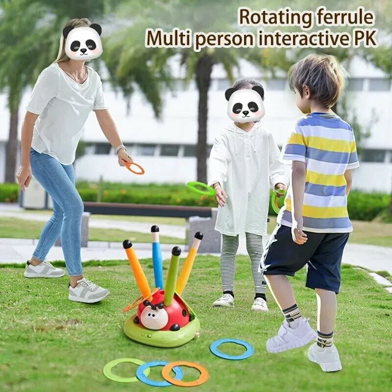 3 in 1 Ladybug Multifunction Exercise Machine Ferrule Jump Rocket Launcher Sports Entertainment Game Outdoor Educational Toy