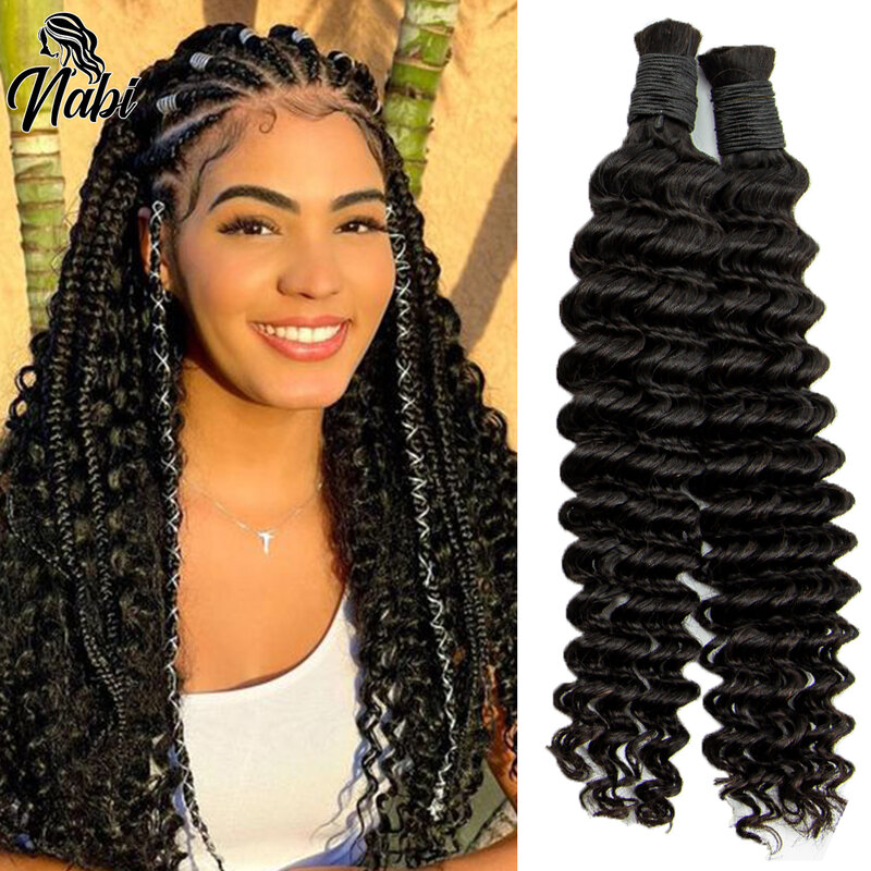 Włosy mocno falowane w stylu brazylijskim plecionki NABI treska z kręconymi włosami wiązki bez wątku naturalne czarne włosy masy dla kobiet tkackich