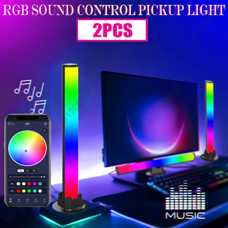 Светодиодный RGB-светильник для управления звуком, умное управление с помощью приложения, музыкальный ритм, окружающая светодиодная лампа, освещение для телевизора, компьютера, настольного компьютера
