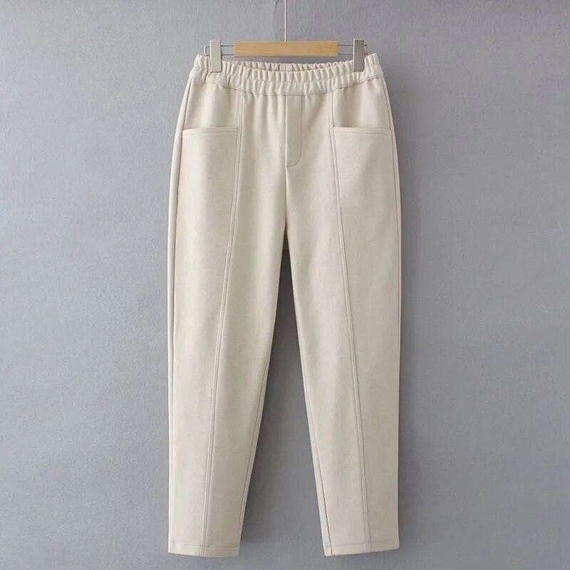 Pantaloni di lana donna autunno inverno 2023 nuova moda coreana abiti oversize pantaloni a vita alta da ufficio pantaloni dritti da donna