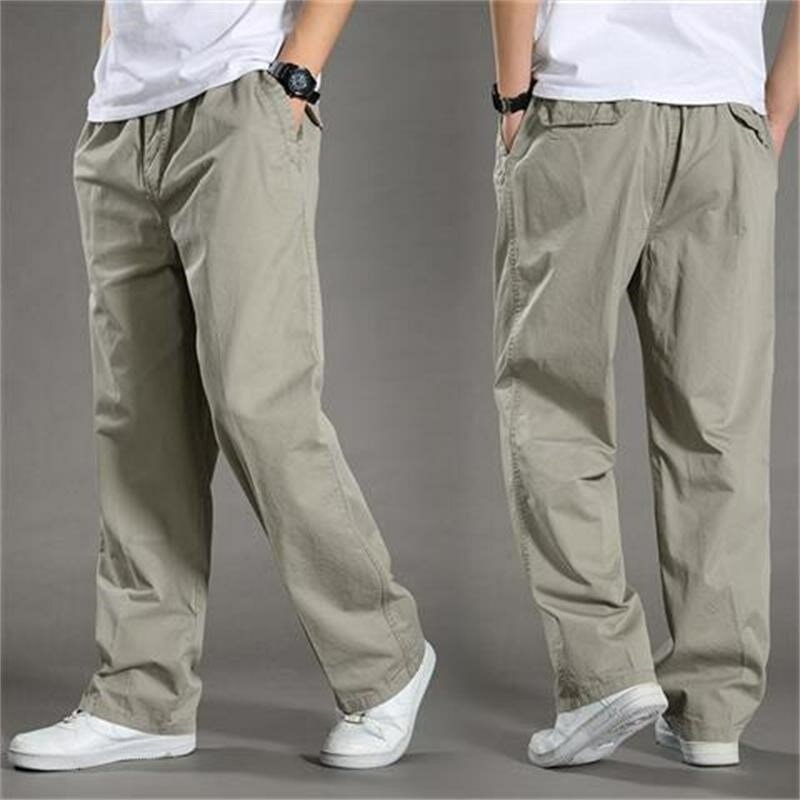2024 New in Spring Summer Men's Casual Pants Straight Leg Light Work Pants Men Cotton Loose Trouser Male Large Size Big Plus 6XL