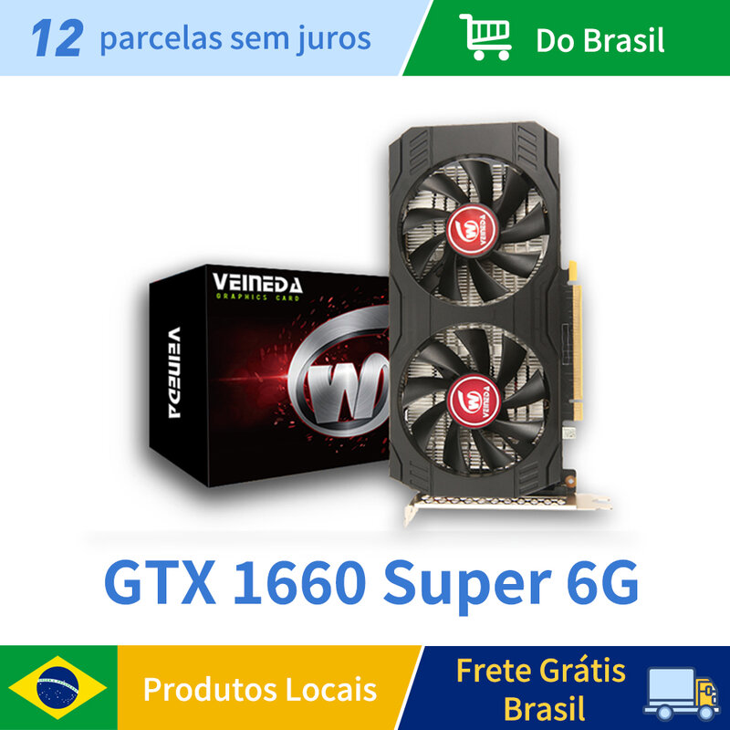 VEINEDA gtx 1660 슈퍼 그래픽 카드, NVIDIA Geforce 시리즈 게임용 비디오 카드, 192 비트 GDDR6, 7000mhz GPU PC, 6GB