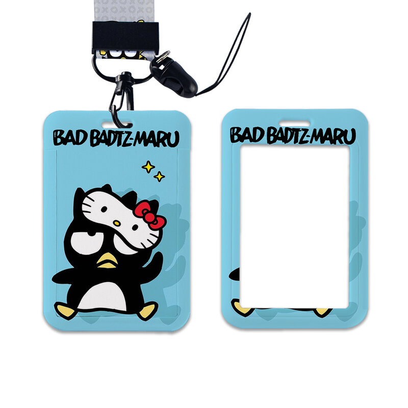 W-cordones de BADTZ-MARU de pingüino negro, correa para el cuello, soporte para colgar, accesorios de cuerda, soporte para insignia de identificación para niños, llavero