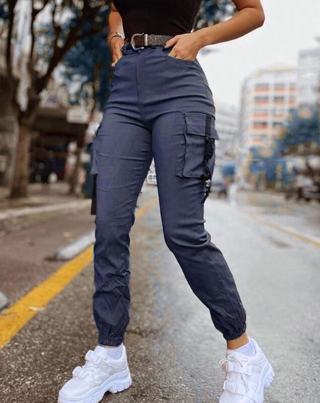 Women Shorts Hot Selling 2023 Fashion Casual Simple Solid Color Pocket Design Cuffed Temperament Cargo Pants