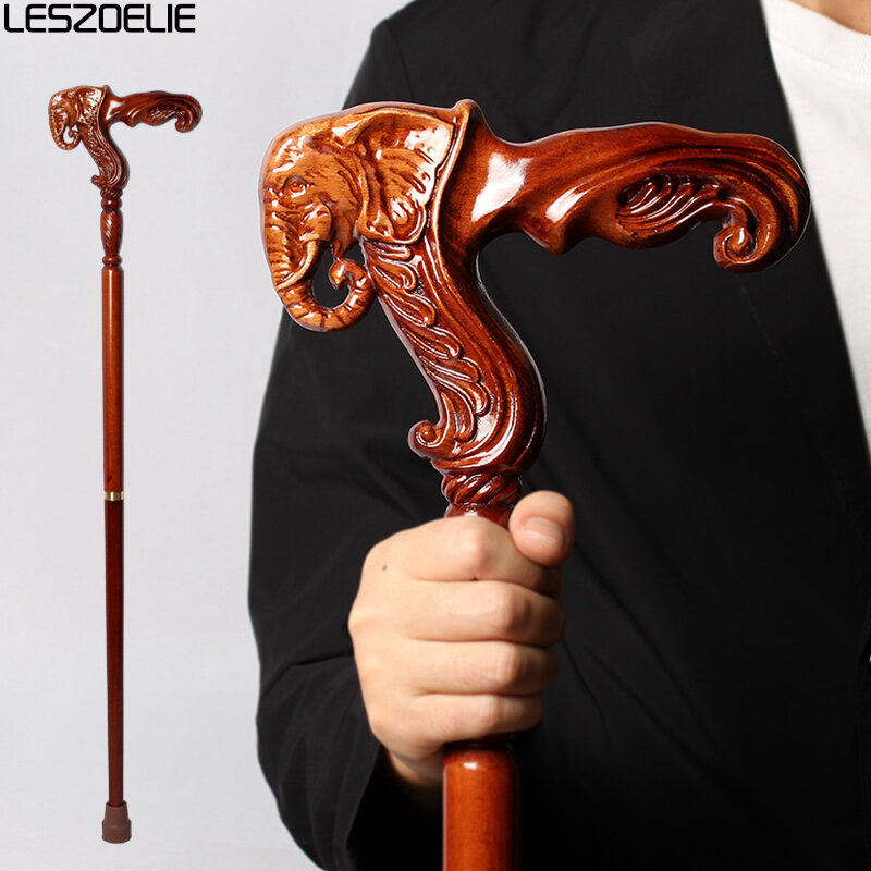 95cm Elephant Handle German Beech Luxury Wooden Walking Stick Men Detachable Walking Canes Women Elegant Walking Sticks