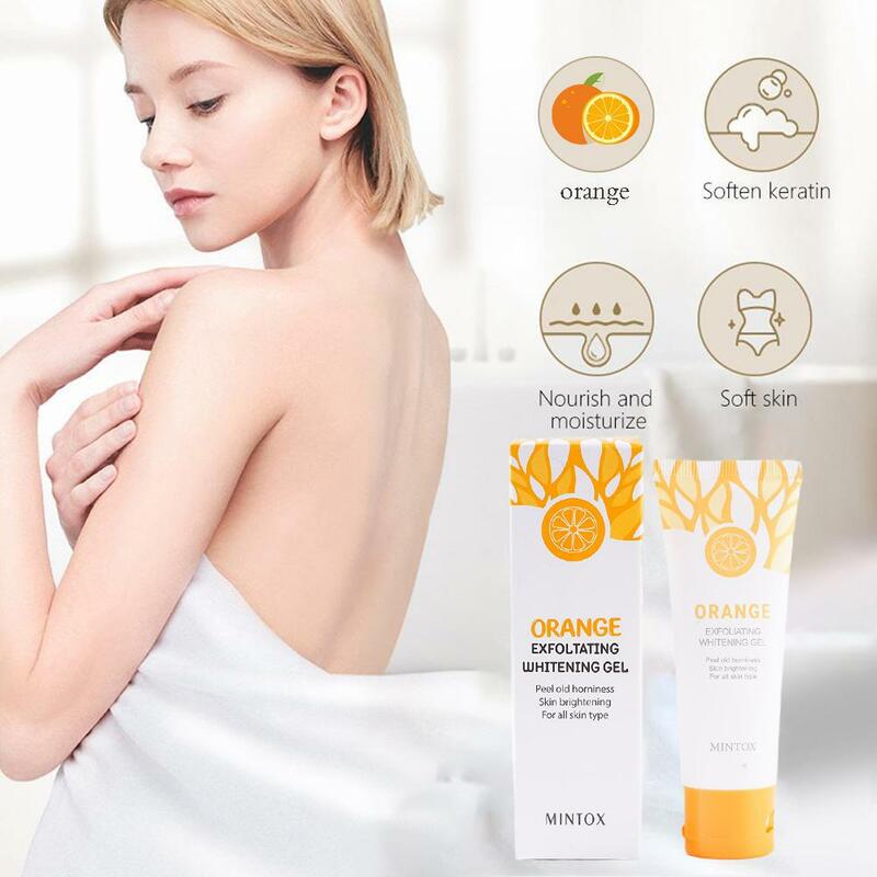 Crema exfoliante corporal naranja, Gel blanqueador Facial, Exfoliante para el cuidado de la piel, 50G