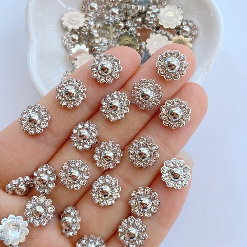 Mini cuentas de diamante brillante de 9mm, artesanía, adorno plano, joyería, accesorios para el cabello, novedad de 100 piezas