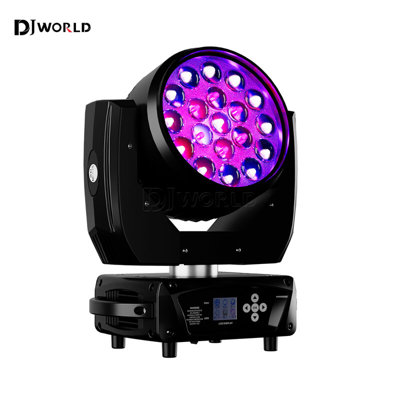 DJWORLD-Luz LED RGBW de 19x15W, foco de iluminación con Zoom, DMX, para escenario, boda, iglesia, equipo de DJ y Club