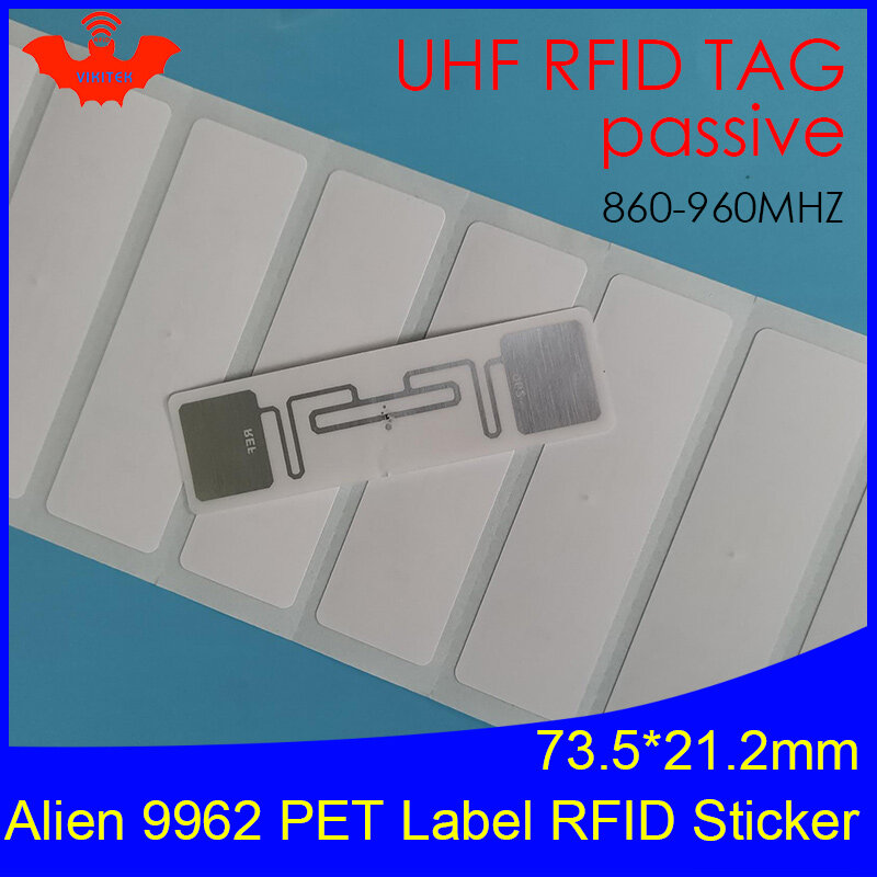 UHF RFID 태그 외계인 9962 인쇄 가능한 PET 라벨, 915mhz, 900mhz, 868mhz, 860-960mhz, Higgs9, EPCC1G2, 6C 스마트 카드, 패시브 RFID 태그 라벨