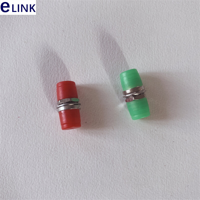 Adaptador simples da fibra de fc sm mm apc metal plástico d tipo quadrado conector de fibra óptica verde vermelho ftth acoplador elink