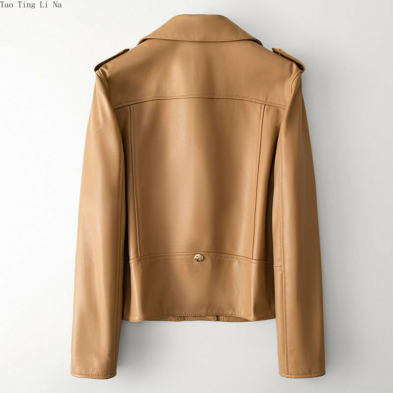 2023 nuovo cappotto in vera pelle di pecora da donna colletto da moto cappotto in vera pelle di montone H15