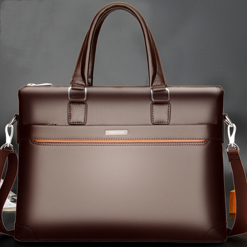 Vintage Men Zipper Briefcases Bag Luxury PU Leather Handbag Man Tote Bag Shoulder Messenger Bag Business Male Laptop Bag