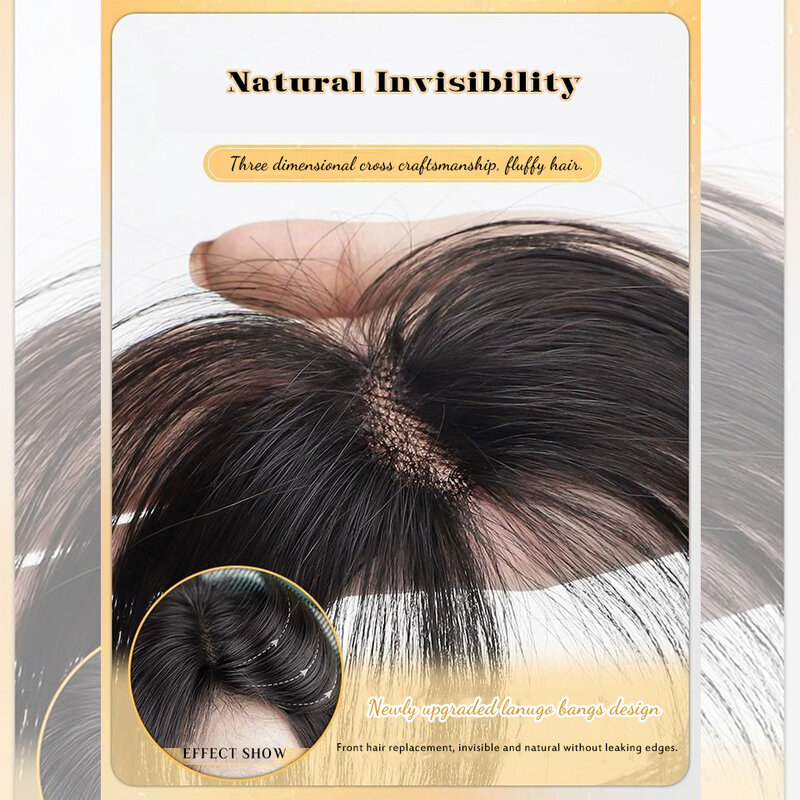 Middle Part Fake Bangs Fringe Synthetic Topper Hairpiece Clip-In Bang Extension Natural Invisible Clourse Hairpiece Women