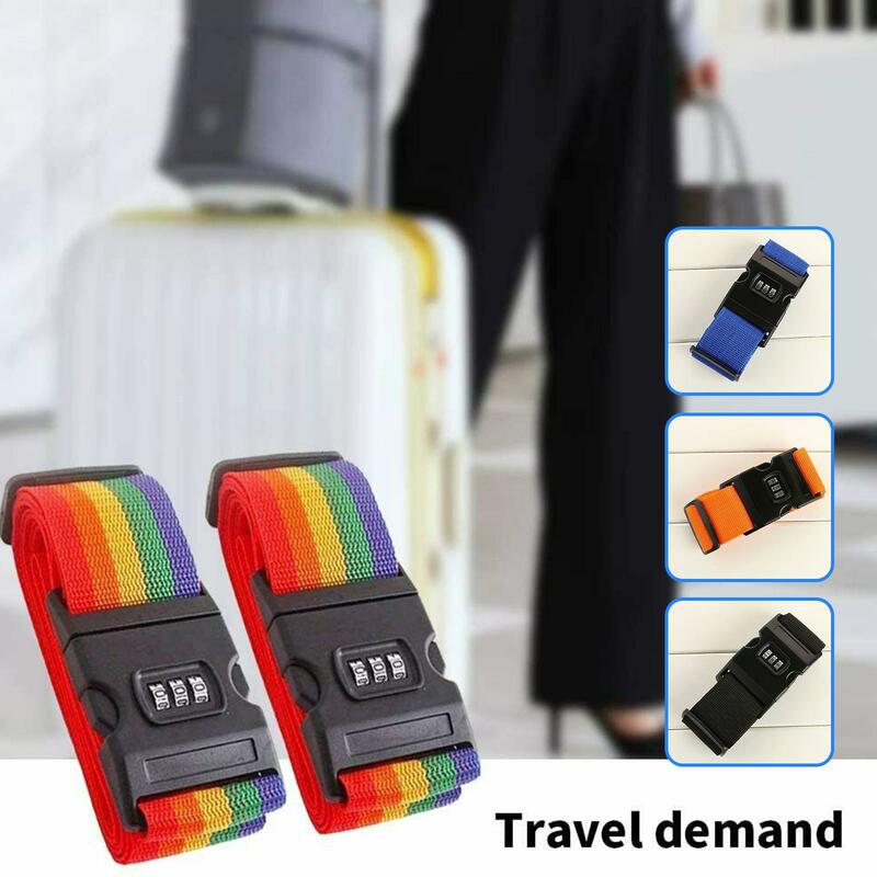 Rainbow Password Lock Packing Luggage Bag With Luggage Strap 3 Digits Password Lock Strap Baggage Belts High Quality