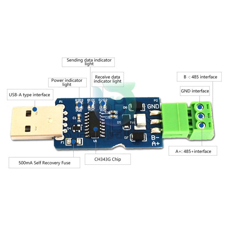 Conversor USB para RS485 Módulo De Comunicação Placa De Expansão Módulo De Comunicação CH343G