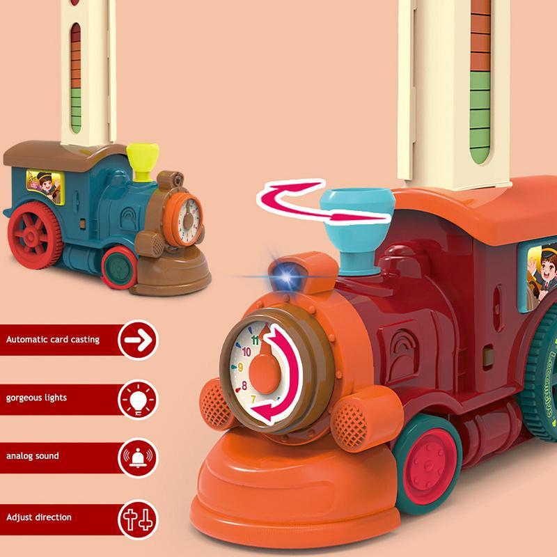 Domino Trein Kinderen Speelgoedset Met Licht En Geluid Elektrische Trein Games Automatisch Leggen Dominostenen Blokken Kits Jongens Cadeau