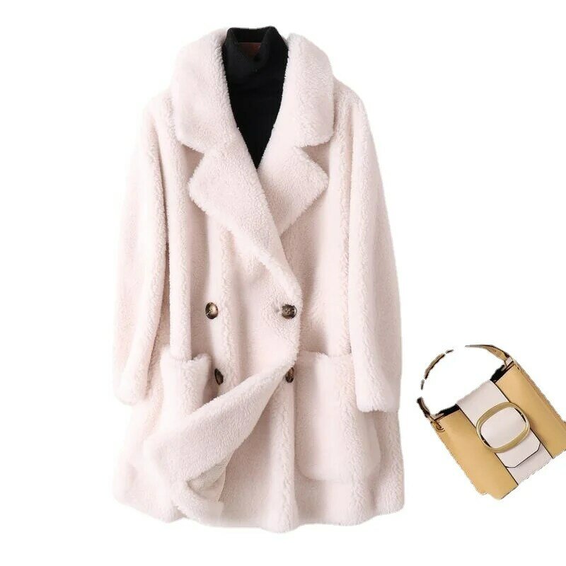 Высококачественная австралийская Толстая теплая элегантная свободная длинная верхняя одежда, зимнее пальто для женщин, пальто из натурального меха, женские шерстяные пальто