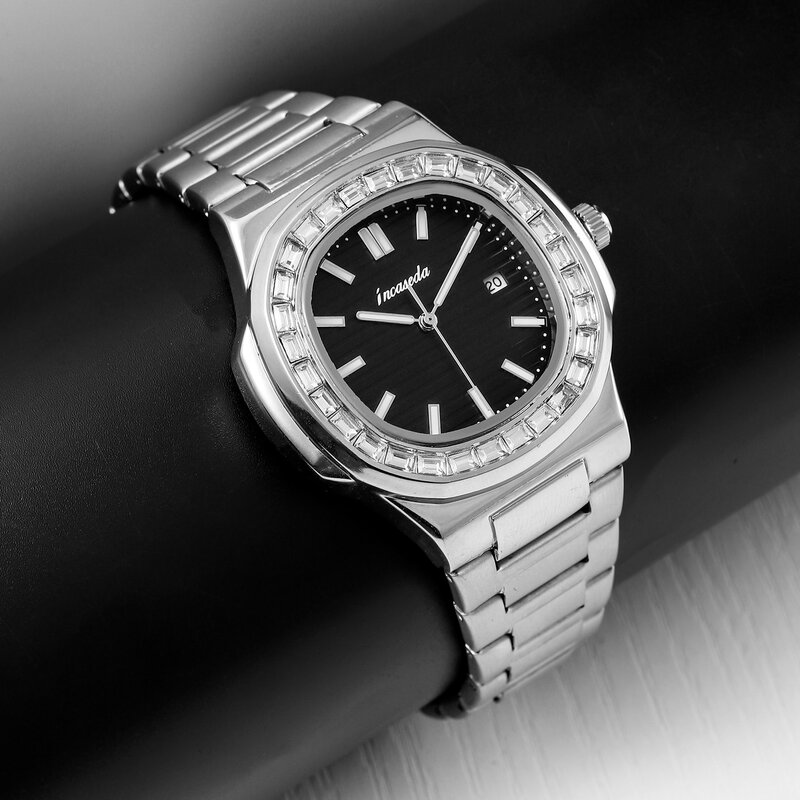 INCASEDA-reloj de cuarzo para hombre, cronógrafo de lujo, luminoso, resistente al agua, con diamantes de alta calidad