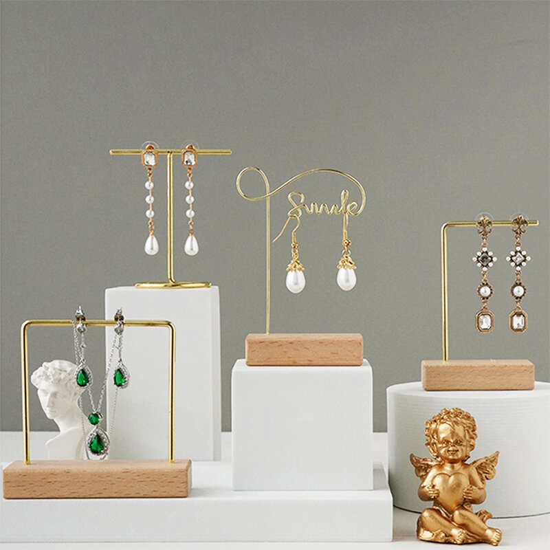 Organizador de joyas, estante de madera para pulsera, soporte de exhibición de pendientes, soporte de decoración, estante de exhibición pequeño