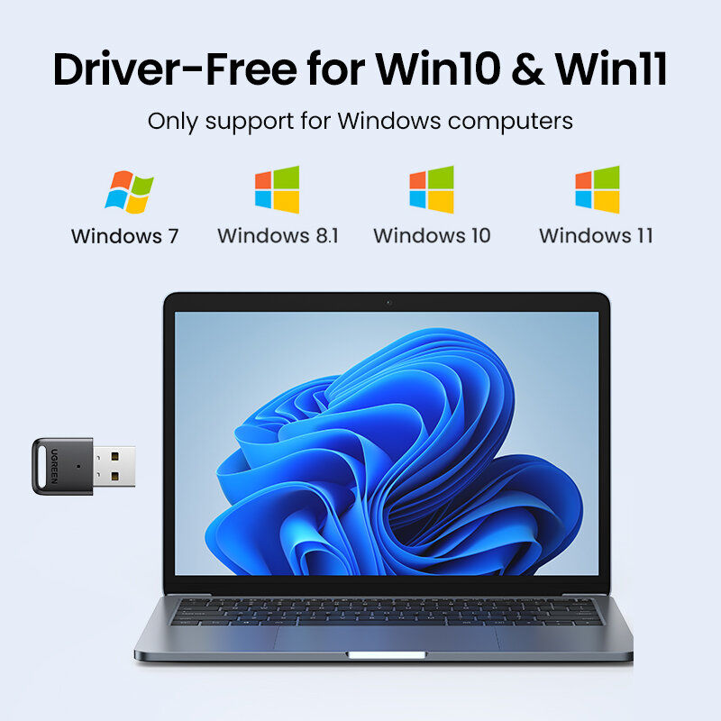 UGREEN USB بلوتوث 4.0 محول دُنجل لاسلكي الارسال والاستقبال للكمبيوتر مع ويندوز 10 8 7 XP بلوتوث سماعة ستيريو