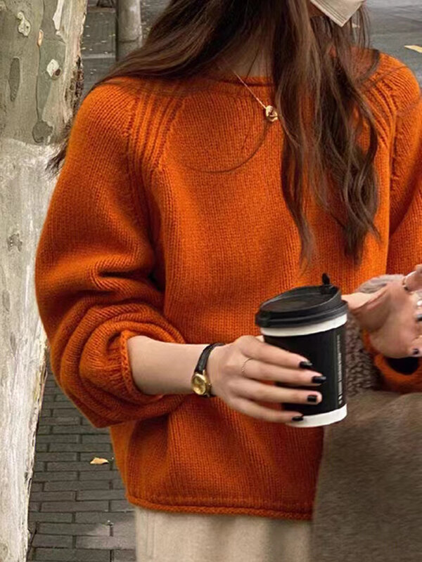 Harajuku Loose Long Sleeve Women Sweater Korean Autumn Winter Jumpers Knitwear Soft Warm Tops Chic Solid Femme Sweater Pullover