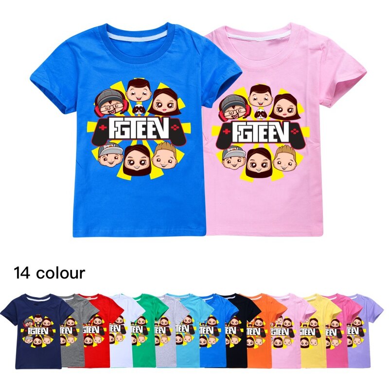 Boys Graphic Tee Cotton Short-sleeved T-shirts Fgteev Kid Clothes Teenage Girls Summer Princes T Shirt Toddler Tops