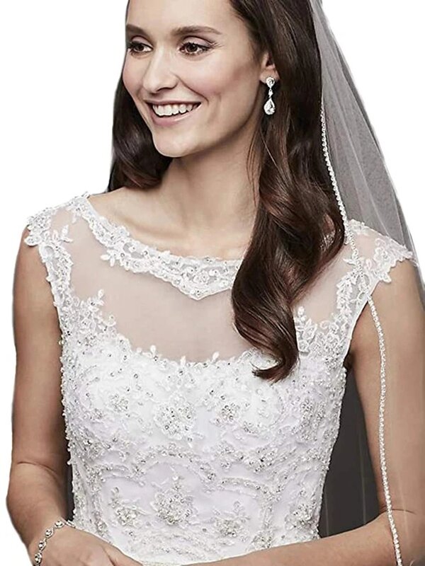 Un strato bianco avorio accessorio da sposa cattedrale strass cristallo bordo veli da sposa lungo velo da sposa con pettine velo de novia
