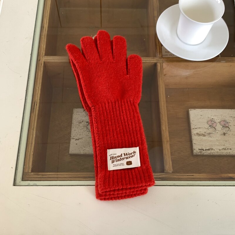 Fashion Solid Color Touch Screen Knitted Gloves Women Winter Gloves Warm Gloves Solid Work Gloves Mittens For Women