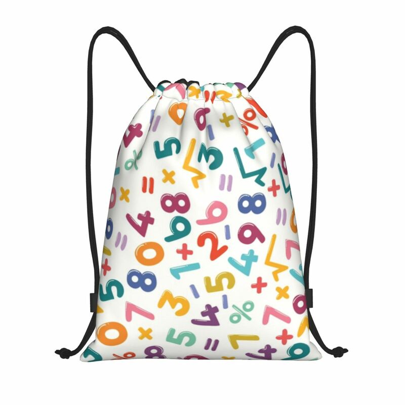 Пользовательский красочный рюкзак на шнурке для математики и чисел для мужчин и женщин, легкий рюкзак для учеников, студентов, спортивного зала, хранения