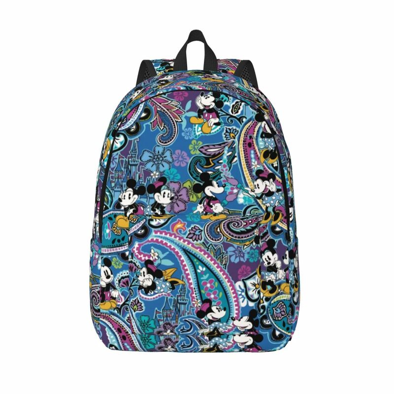 Custom Mickey Mouse Paisley Travel Canvas Backpack Men Women School Laptop Bookbag College Student Daypack Bags