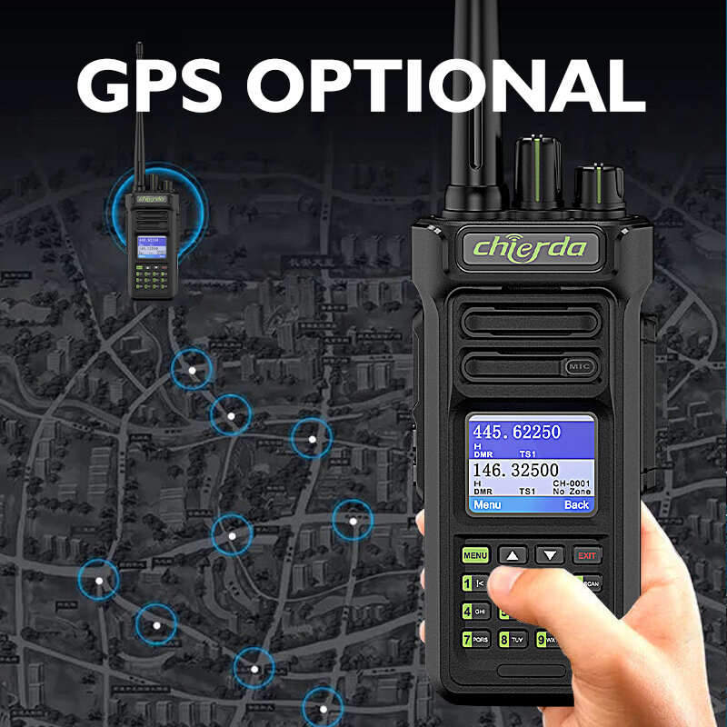 Chierda D7 10 Вт DMR GPS IP67 водонепроницаемая Двухдиапазонная рация для HD1 радиоприемника дальнего действия 10 км