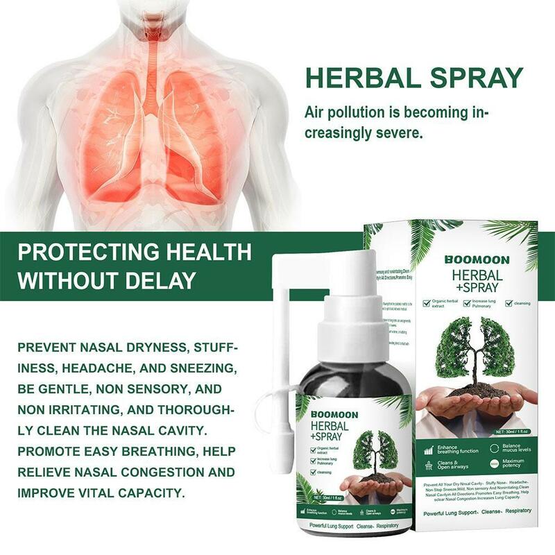 Spray de nettoyage pulmonaire à base de plantes, brume de soins de santé, soutien injuste, nettoyage et ories, 30ml