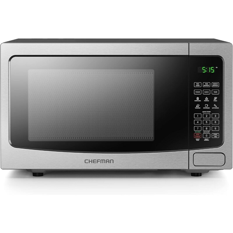 Atas meja Microwave Oven 1.1 Cu. Ft. Microwave baja tahan karat Digital 1000 watt dengan 6 menu otomatis, 10 tingkat daya