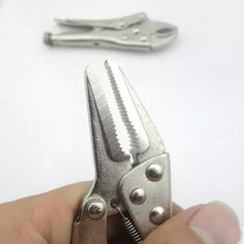 2 PC 4 inch Locking Pliers Set CRV Lock Pliers Curved Jaw Pliers Straight Long Nose Pliers Multi-function Welding Tools