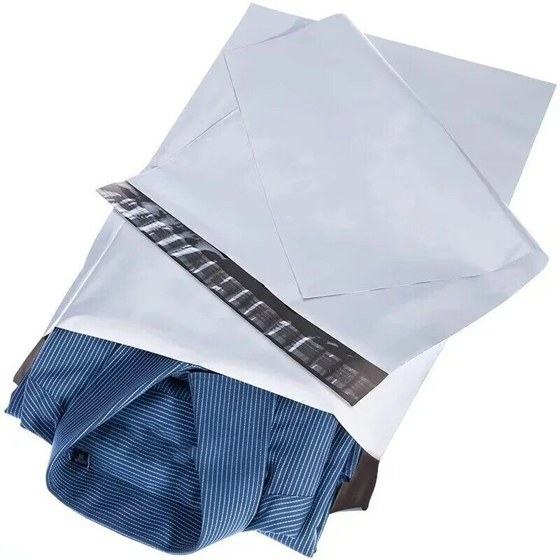 Белая Курьерская сумка, пакеты для хранения Экспресс-конвертов, сумка для почты, водонепроницаемые пакеты для почтовой отправки одежды, самозакрывающийся пластиковый упаковочный пакет
