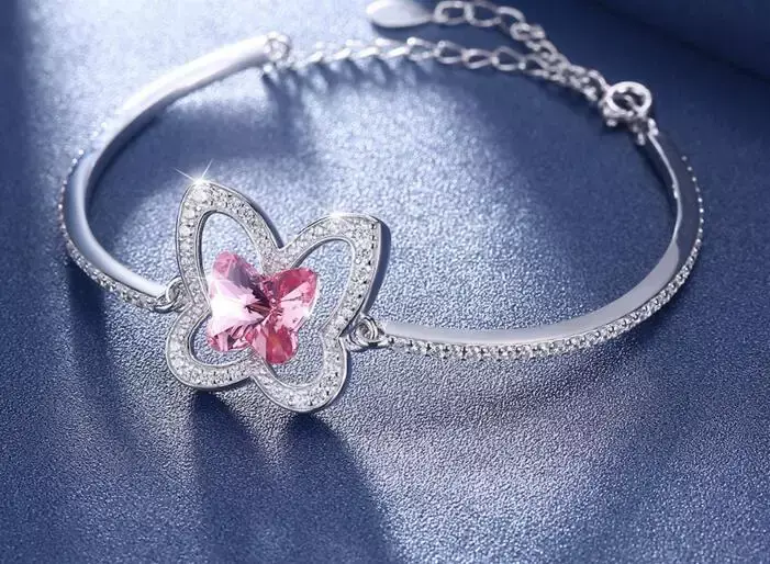 YTF56  925 Silver Heart-Shaped Bracelet for Boys and Girls Wedding and Engagement Birthday Gifts