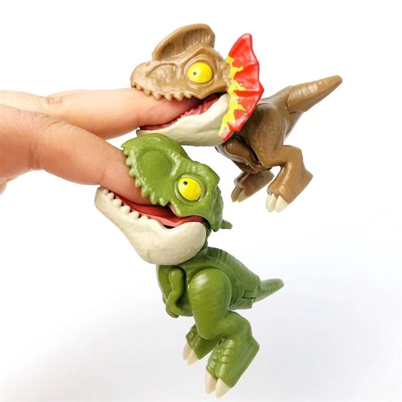 Mainan Model Triceratops dinosaurus jari Jurassic mainan Model Tyrannosaurus untuk anak-anak mainan interaktif dinosaurus gigit jari kreatif hadiah anak laki-laki