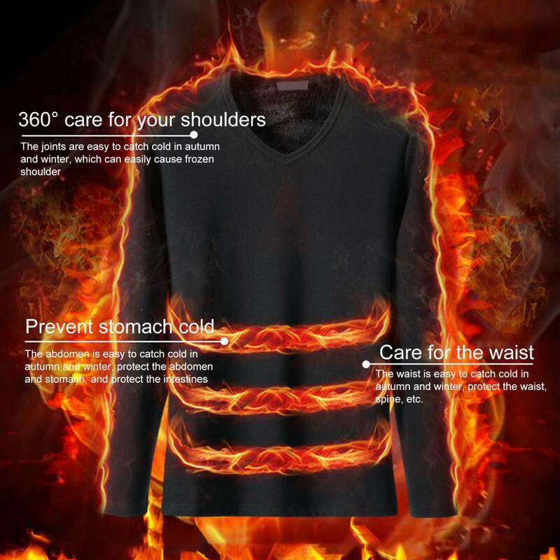 Camisa Base de franela para hombre, jerseys térmicos de Color sólido para mantener el calor, cuello en V, felpa gruesa, ropa interior, Otoño e Invierno